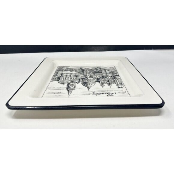 BRUNELLI CITIES LONDON Square Dinner Plate Black White Wall Decor Made In Italy - Picture 5 of 10